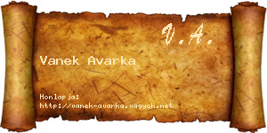 Vanek Avarka névjegykártya